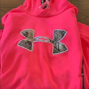 Under armor bright pink camp hoodie